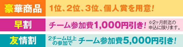 豪華賞品・早割特典